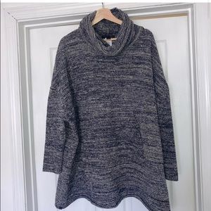 Barefoot Dreams CozyChic Funnel Neck Pullover - Indigo/Stone - OS Plus